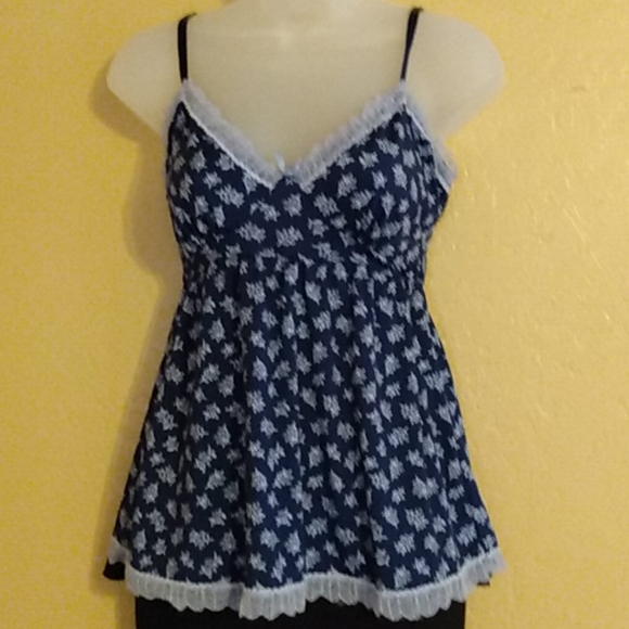 Marilyn Monroe Tops - Marilyn Monroe blue baby doll top with lace